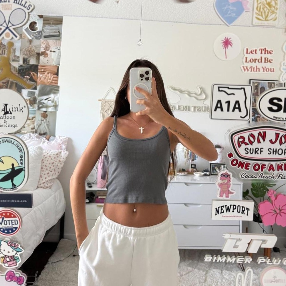 Brandy Melville dark grey cropped tank top
